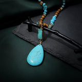 Accessory, Turquoise Big Water Drop Imitation Mineral Necklace - IkoChic