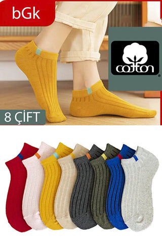 Socks, 8 Pair Unisex Colorful Short Socks Soft Comfortable Daily Wear - IkoChic