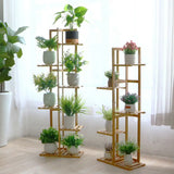 Shelvings, Bamboo 5 / 6  Tier  Plant Stand Rack Multiple Flower Pot Holder Shelf Indoor Outdoor Planter Display Shelving Unit for Patio - IkoChic