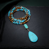 Accessory, Turquoise Big Water Drop Imitation Mineral Necklace - IkoChic