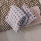 Nightwear, Fleece Thick Warm Women's Pajamas Set Winter Sleepwear Casual Solid Top and Plaid Pants Soft Pijamas Set for Women Home Suit - IkoChic