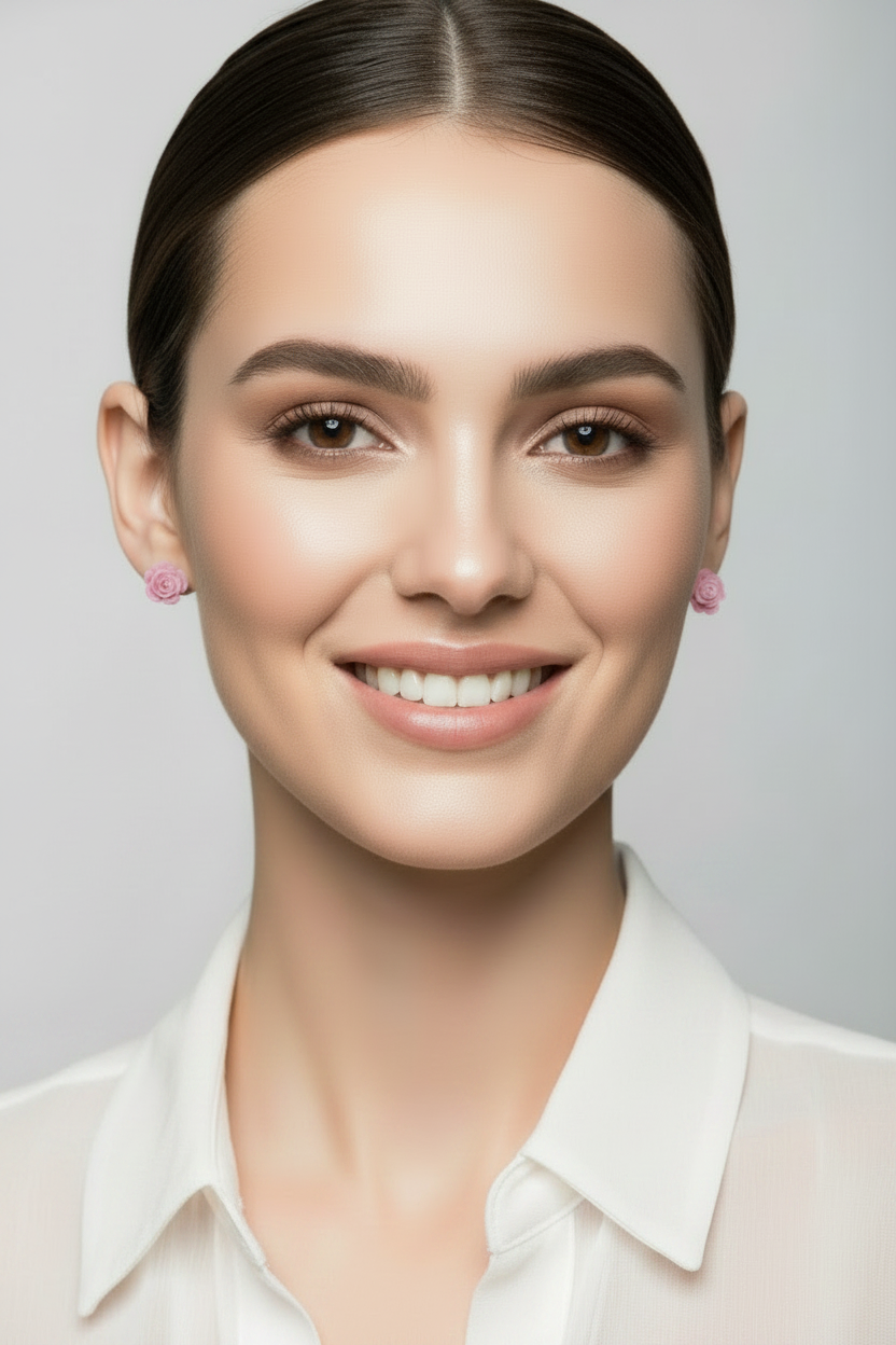 Jewellery, Plastic Rose Flower Bead Stud Earrings - IkoChic