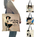Accessory, Unique Customize Tote Bag Eco Foldbale Bags with Audrey Hepburn Print Reusable Shopping Bags Fashion Handbag For Women - IkoChic