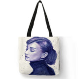 Accessory, Unique Customize Tote Bag Eco Foldbale Bags with Audrey Hepburn Print Reusable Shopping Bags Fashion Handbag For Women - IkoChic