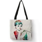 Accessory, Unique Customize Tote Bag Eco Foldbale Bags with Audrey Hepburn Print Reusable Shopping Bags Fashion Handbag For Women - IkoChic
