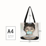 Accessory, Unique Customize Tote Bag Eco Foldbale Bags with Audrey Hepburn Print Reusable Shopping Bags Fashion Handbag For Women - IkoChic