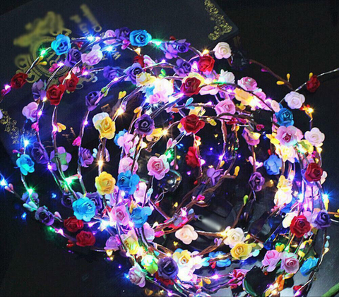 Accessory, 10x LED Light Up Floral Headband Crown Garland - IkoChic