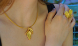 Jewelry & Watches, Rose Leaf Necklace - Eco-Friendly, Gold-Plated Brass Botanical Jewelry - IkoChic