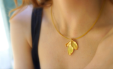 Jewelry & Watches, Rose Leaf Necklace - Eco-Friendly, Gold-Plated Brass Botanical Jewelry - IkoChic
