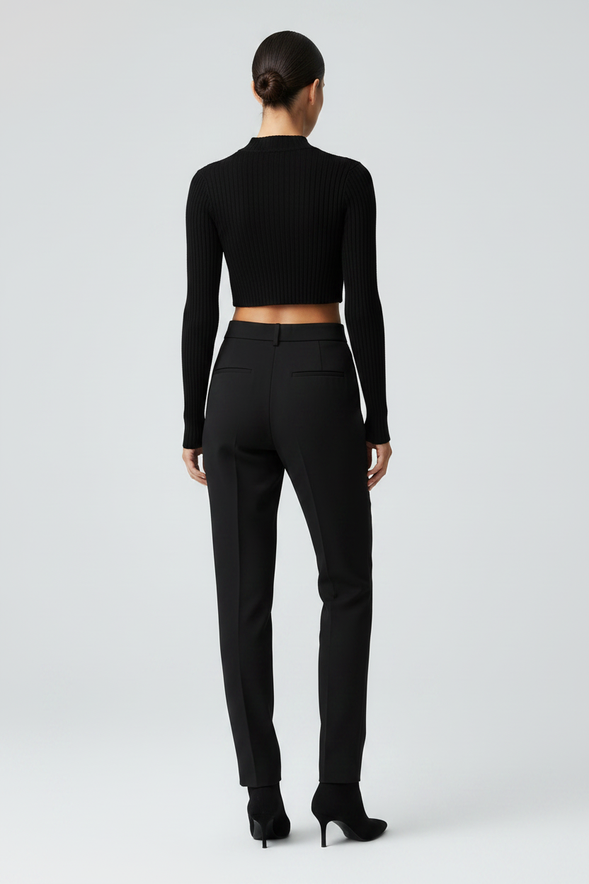 Shirts & Tops, Long Sleeved Turtle Neck Knitted Cropped Top - IkoChic