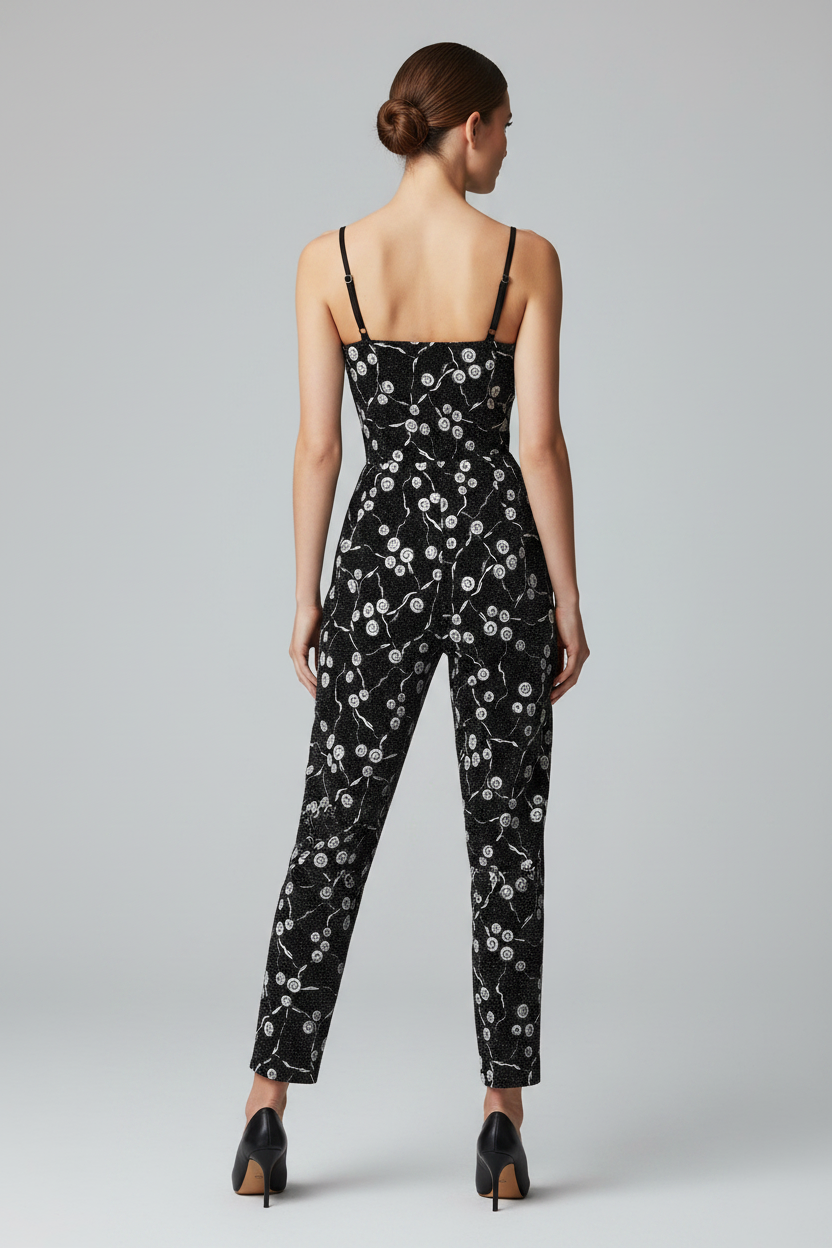 Jumpsuit, Silver Shimmer Lurex Swirls Sleeveless Bodycon Jumpsuit - IkoChic