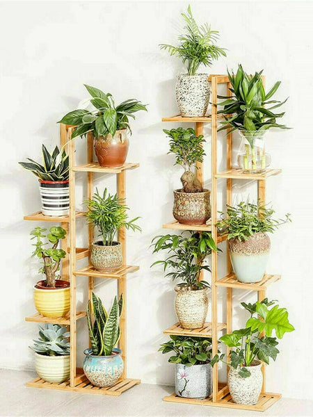 Shelvings, Bamboo 5 / 6  Tier  Plant Stand Rack Multiple Flower Pot Holder Shelf Indoor Outdoor Planter Display Shelving Unit for Patio - IkoChic