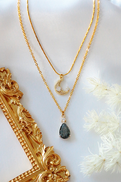 Necklaces, Moon Layered Necklace 18 Karats gold Plated - IkoChic