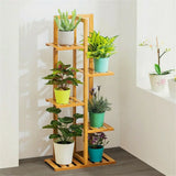 Shelvings, Bamboo 5 / 6  Tier  Plant Stand Rack Multiple Flower Pot Holder Shelf Indoor Outdoor Planter Display Shelving Unit for Patio - IkoChic