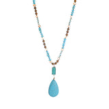 Accessory, Turquoise Big Water Drop Imitation Mineral Necklace - IkoChic