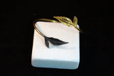Jewelry & Watches, Rose Leaf Cuff Bracelet - Gold Plated with Black Rhodium Accent - IkoChic