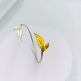 Jewelry & Watches, Rose Leaf Cuff Bracelet - Gold Plated with Black Rhodium Accent - IkoChic