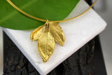 Jewelry & Watches, Rose Leaf Necklace - Eco-Friendly, Gold-Plated Brass Botanical Jewelry - IkoChic