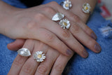 Jewelry & Watches, Nature Inspired Ring: Daisy and Rose Leaf Twig - Recycled Silver - IkoChic