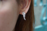 Jewelry & Watches, Acacia Leaf Stud Earrings: Real Silver, Nature-Inspired Jewelry - IkoChic