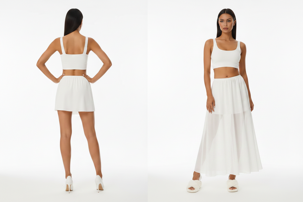 IkoChic Women's Sheer Modesty Half Slip - Smooth Satin Anti-Exposure Underskirt for See-Through Dresses, Shirts & Skirts