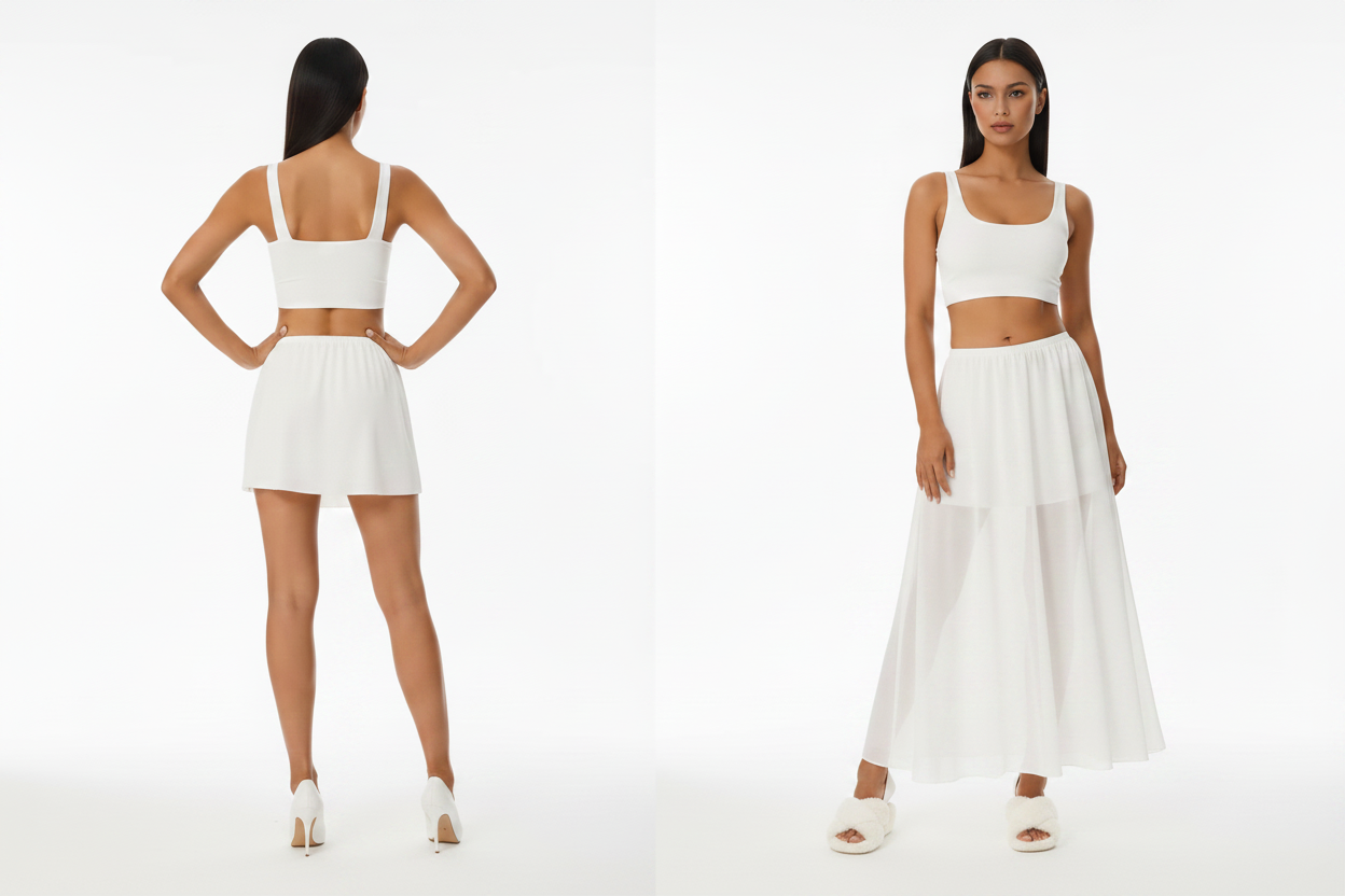 IkoChic Women's Sheer Modesty Half Slip - Smooth Satin Anti-Exposure Underskirt for See-Through Dresses, Shirts & Skirts