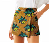 Yellow Floral Vintage Chic Ankara Short Skirt
