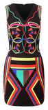 Dresses, Multicoloured Neon Aztec Print Sleeveless Bodycon Dress - IkoChic