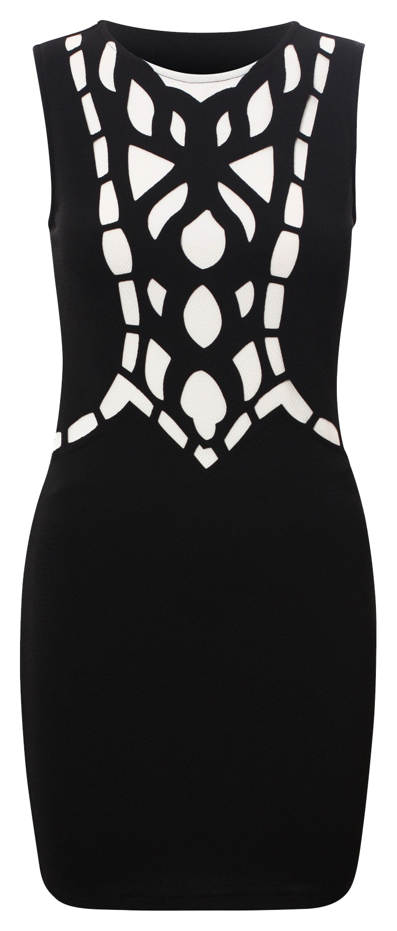 Dresses, Laser Cut Crepe Style Sleeveless Bodycon Dress - IkoChic