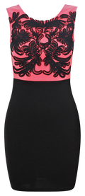 Dresses, Crepe Needle Embroidered Sleeveless Bodycon Dress - IkoChic