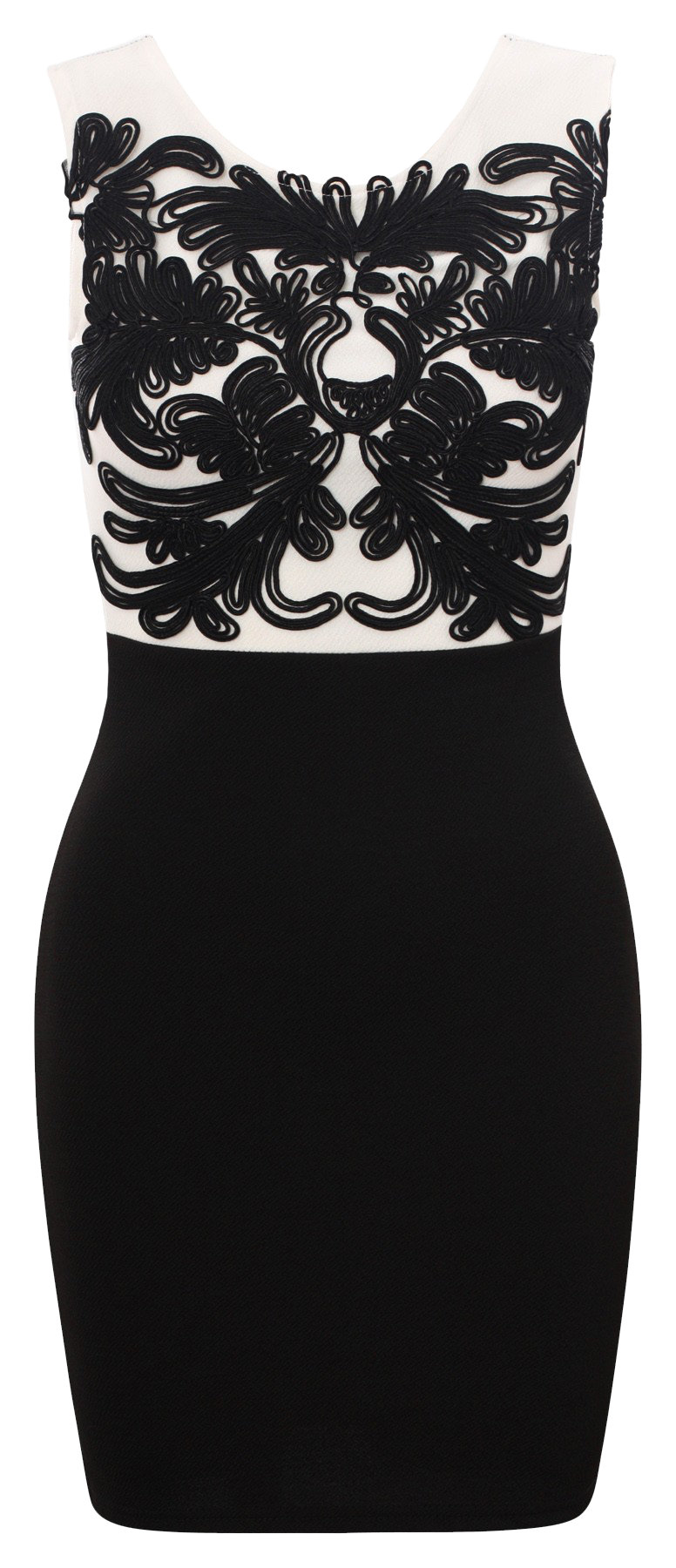 Dresses, Crepe Needle Embroidered Sleeveless Bodycon Dress - IkoChic