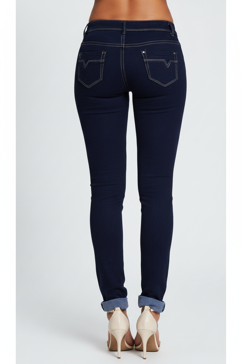 Skinny Jeans, Dark Blue Skinny Denim Jeans - IkoChic