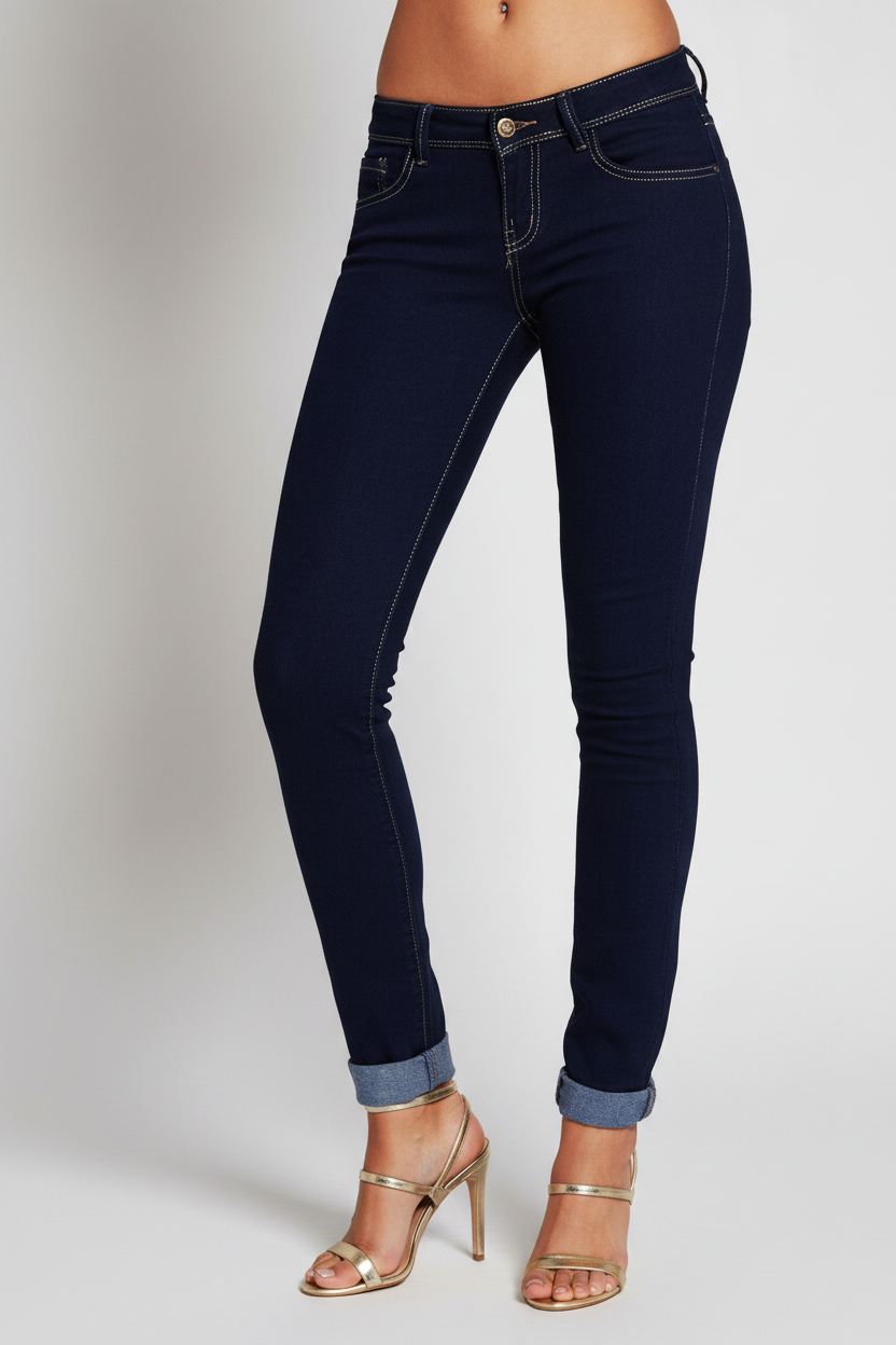Skinny Jeans, Dark Blue Skinny Denim Jeans - IkoChic