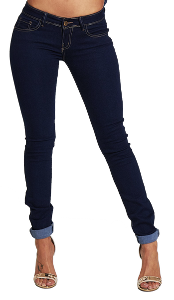 Skinny Jeans, Dark Blue Skinny Denim Jeans - IkoChic