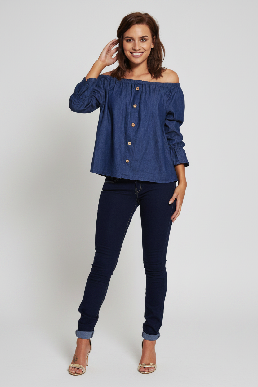 Skinny Jeans, Dark Blue Skinny Denim Jeans - IkoChic