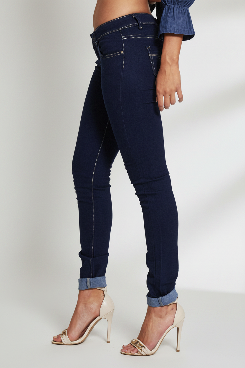 Skinny Jeans, Dark Blue Skinny Denim Jeans - IkoChic
