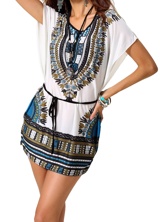 Dresses, Ethnic Dashiki Floral Dress - IkoChic