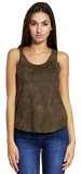 Faux suede sleeveless cami top - versatile and chic fashion for any occasion. Comes in Khaki and Camel colours.