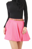 Skirts, Plain Flared Mini Skater Skirt with Belt - IkoChic