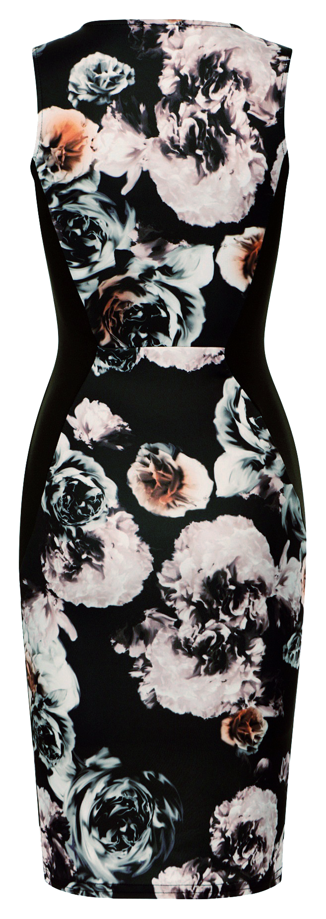 Dresses, Grey Peach Multicoloured Side Panel Style Floral Bodycon Dress - IkoChic