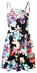 Dresses, Floral Sleeveless Skater Dress - IkoChic