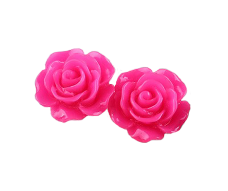 Jewellery, Plastic Rose Flower Bead Stud Earrings - IkoChic