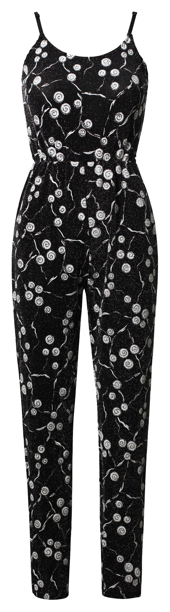Jumpsuit, Silver Shimmer Lurex Swirls Sleeveless Bodycon Jumpsuit - IkoChic