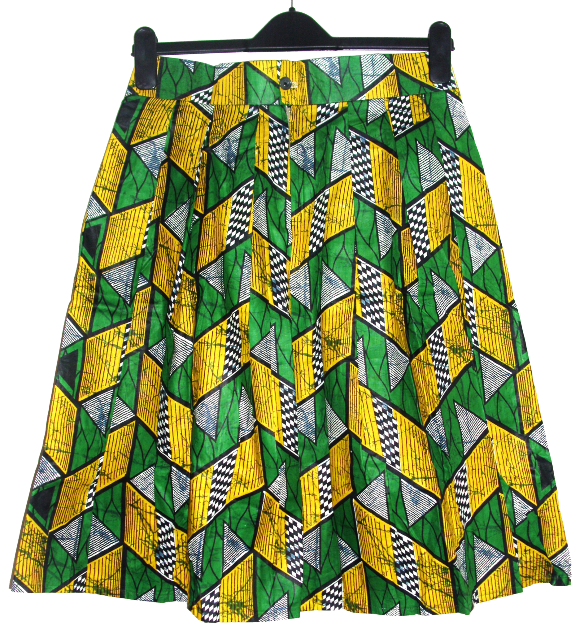 Skirts, Ethnic Vintage Pleated Kitenge Midi Skirt with Pockets - IkoChic