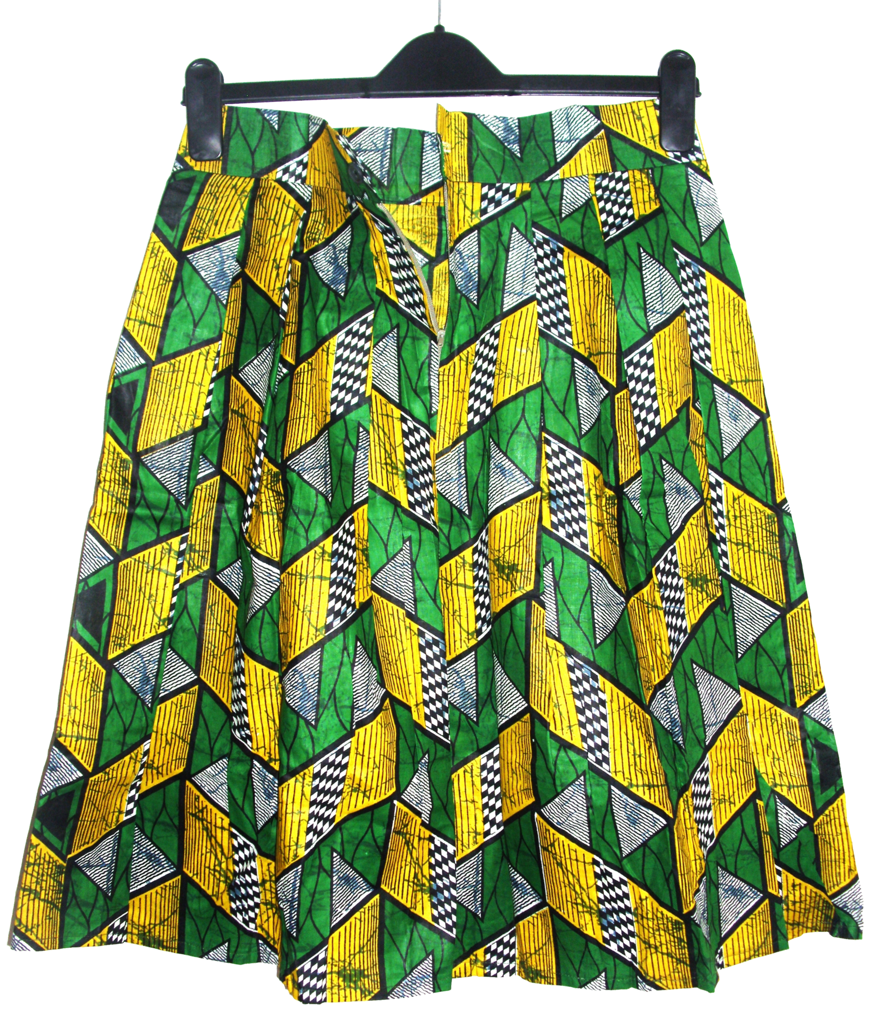 Skirts, Ethnic Vintage Pleated Kitenge Midi Skirt with Pockets - IkoChic