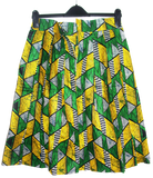 Skirts, Ethnic Vintage Pleated Kitenge Midi Skirt with Pockets - IkoChic