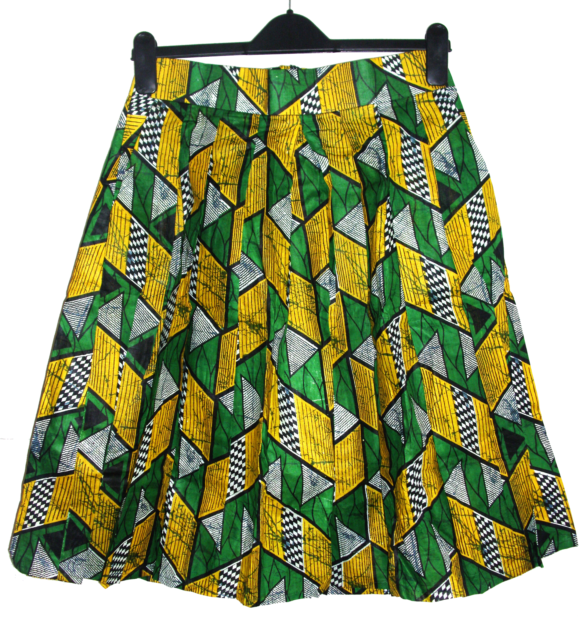 Skirts, Ethnic Vintage Pleated Kitenge Midi Skirt with Pockets - IkoChic