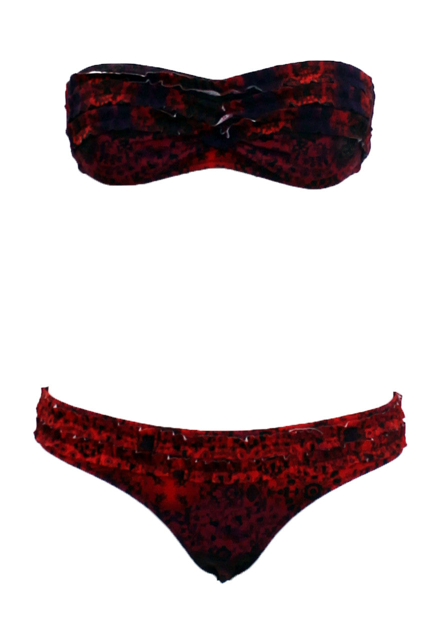 Shirts & Tops, Two Piece Red Frill Bikini - IkoChic